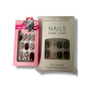 Olive & June Super Stick Mani Short Floral Press-On Nails Bundle 2 Sets New